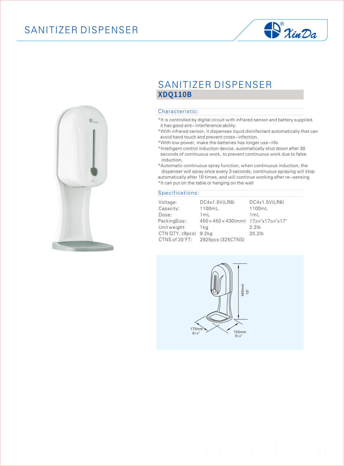 Dispenser di disinfettante a induzione da tavolo Desktop induction disinfectant dispenser